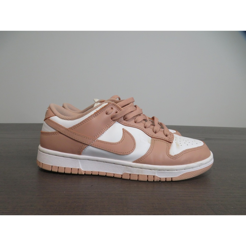 Nike Dunk Low Shoes Womens 8.5 Rose Pink White Leather Sneakers DD1503-118